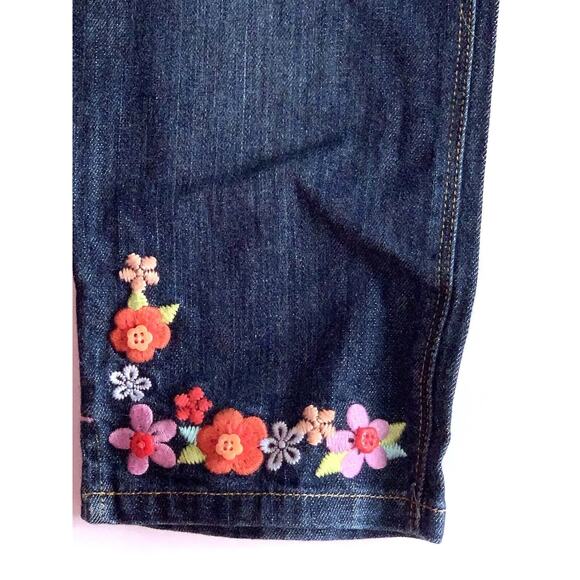 3T NWT Gymboree TEA GARDEN Floral Embroidered Asian Denim Jeans PANTS Girls - Picture 3 of 4